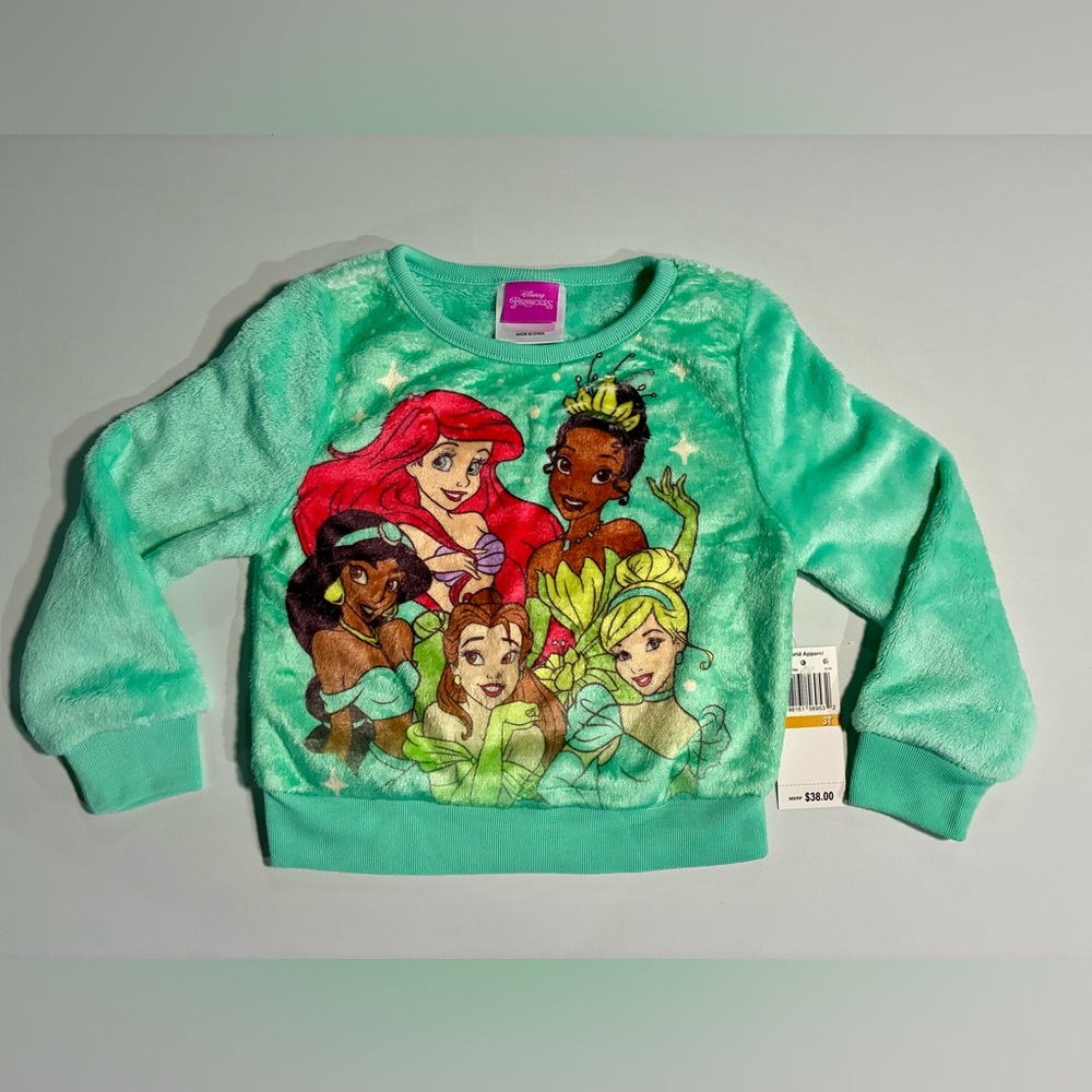 Disney Girls' Green Princess Plush Sweatshirt